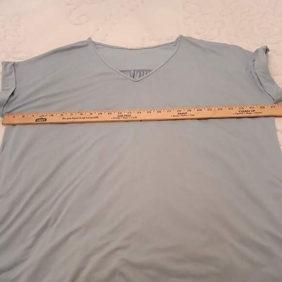 Entro Long Maxi Dress 2X Lt Blue V-neck Oversized Short Sleeve Jersey Knit - Picture 7 of 9